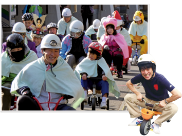 大人が思いっきり三輪車をこぐことができる大会